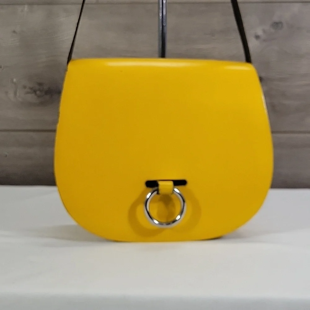 The Leather Satchel Co Bullring Yellow Leather Saddlebag Crossbody Bag